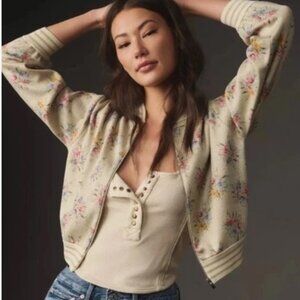 Brand New Maeve Lurex Printed Knit Bomber Jacket